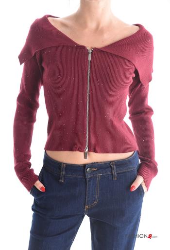 Maglione con paillettes con zip