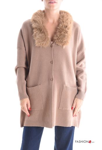 faux fur Coat with buttons with pockets - ph 1