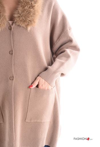 faux fur Coat with buttons with pockets - ph 4