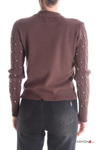 Maglione maniche lunghe girocollo con strass - ph 2