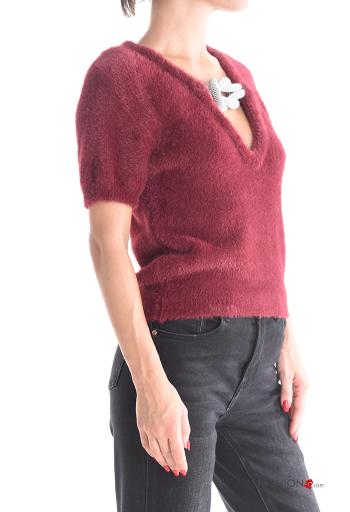 Pull manches courtes à col en V avec strass - ph 3