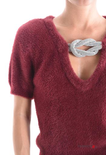 Pull manches courtes à col en V avec strass - ph 4