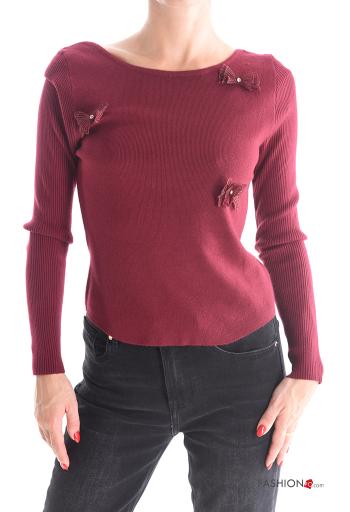 Strickpullover mit Strasssteinen
