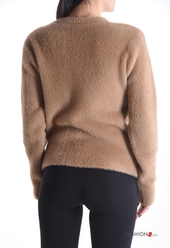 long sleeve crew neck Sweater with rhinestones - ph 2