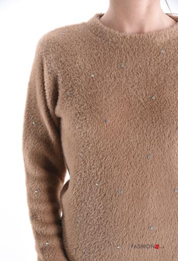 long sleeve crew neck Sweater with rhinestones - ph 4