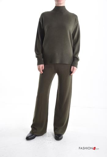 Coordinato maniche lunghe a collo alto con elastico