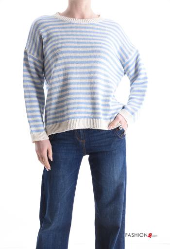 Maglione in Cotone maniche lunghe girocollo Fantasia righe - ph 1