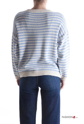 Maglione in Cotone maniche lunghe girocollo Fantasia righe - ph 2