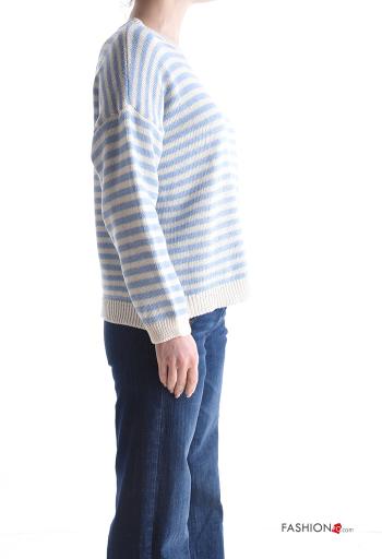 Maglione in Cotone maniche lunghe girocollo Fantasia righe - ph 3