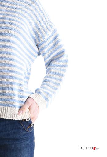 Maglione in Cotone maniche lunghe girocollo Fantasia righe - ph 4
