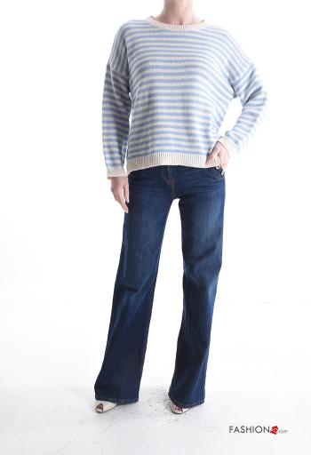 Maglione in Cotone maniche lunghe girocollo Fantasia righe - ph 5