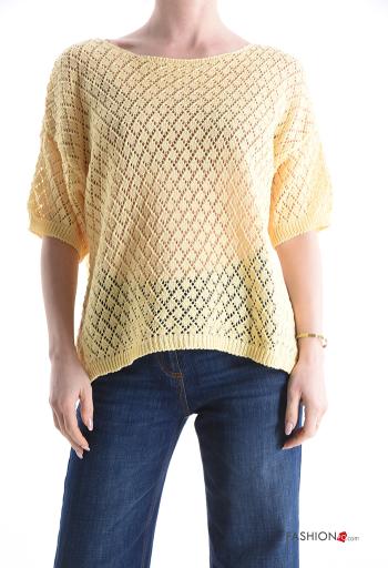 Maglione in Cotone maniche corte girocollo