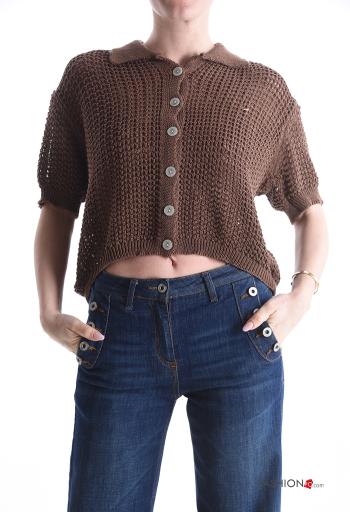 Cardigan in Cotone con colletto con bottoni - ph 1