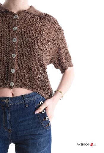 Cardigan in Cotone con colletto con bottoni - ph 4