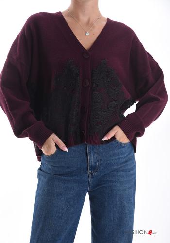 lace trim Cardigan with buttons - ph 1