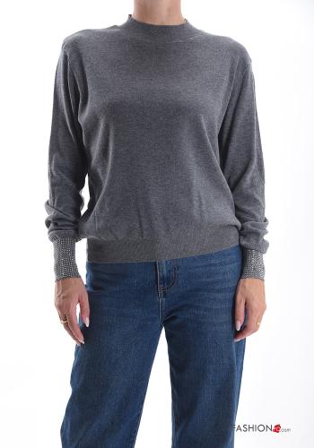 Wool Mix Sweater with rhinestones