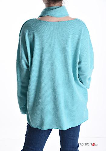 Maglione maniche lunghe scollo a V con sciarpa - ph 2