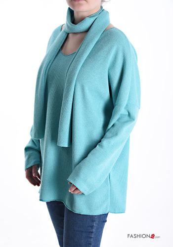 Maglione maniche lunghe scollo a V con sciarpa - ph 3