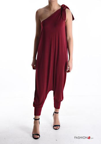 sleeveless one shoulder low crotch Jumpsuit with knot