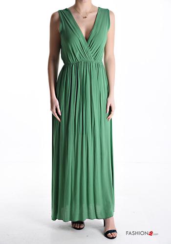 Vestido largo sin mangas espalda descubierta con cuello en v con elástico