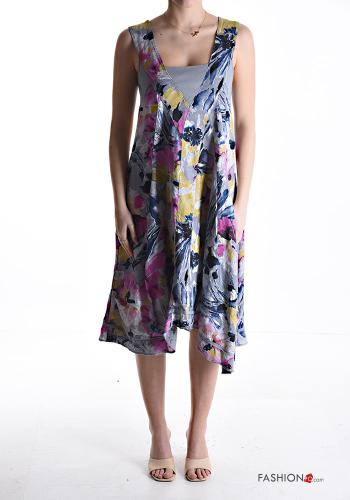 Floral Linen Sleeveless Dress