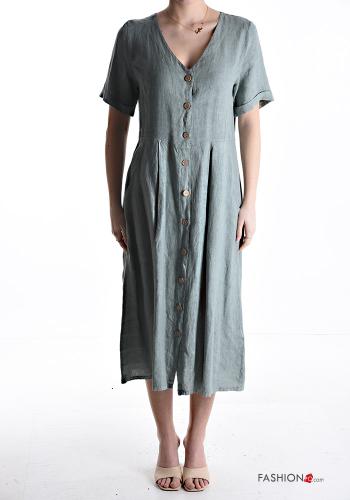 Linen Dress with buttons with pockets - ph 1