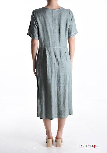 Linen Dress with buttons with pockets - ph 2