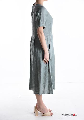 Linen Dress with buttons with pockets - ph 3