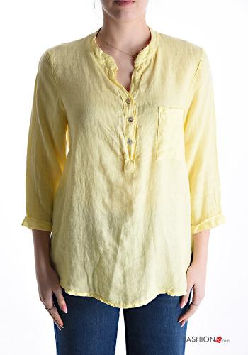 Bluse aus Leinen mit Knöpfen mit Taschen - ph 1