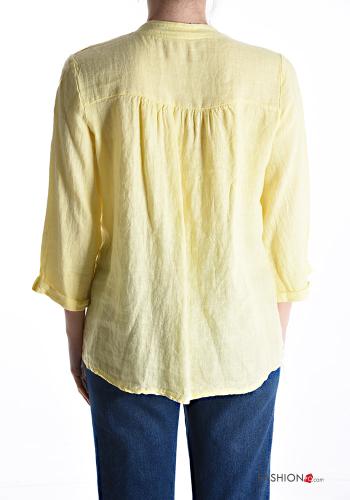 Bluse aus Leinen mit Knöpfen mit Taschen - ph 2