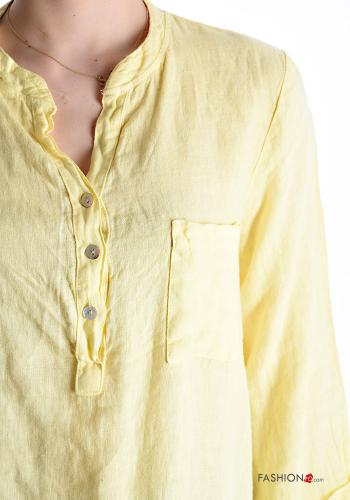 Bluse aus Leinen mit Knöpfen mit Taschen - ph 4