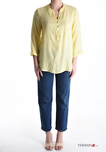 Bluse aus Leinen mit Knöpfen mit Taschen - ph 5