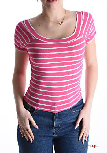 Striped T-shirt boat neckline