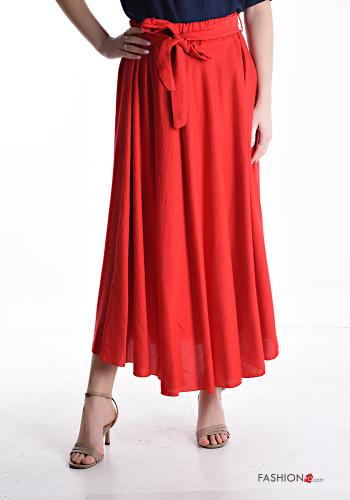 long Skirt with fabric belt with elastic
