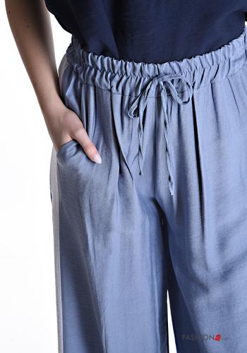 Pantalone wide leg con elastico con tasche con coulisse - ph 4