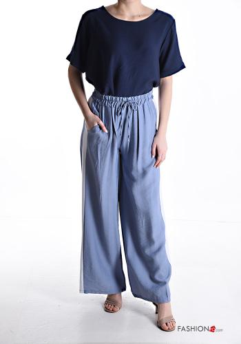 Pantalone wide leg con elastico con tasche con coulisse - ph 5