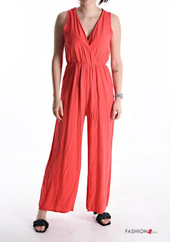 Jumpsuit senza maniche scollo a V con elastico