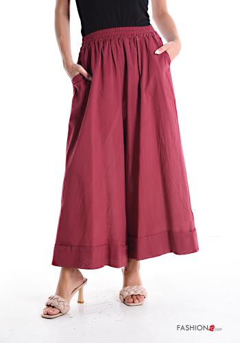 Pantalone in Cotone wide leg con tasche con elastico