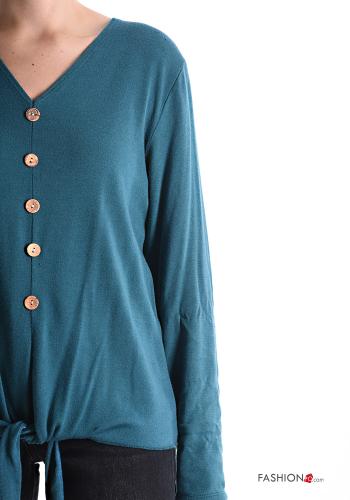 Maglione maniche lunghe con nodo con bottoni scollo a V - ph 4