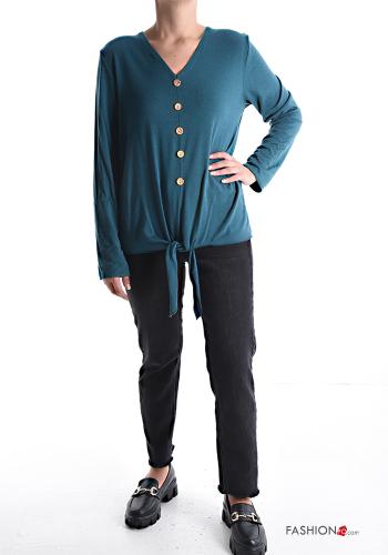 Maglione maniche lunghe con nodo con bottoni scollo a V - ph 5