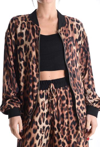 Bomber maniche lunghe Fantasia animalier con zip con elastico - ph 1