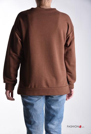 Felpa in Cotone maniche lunghe girocollo con strass - ph 2