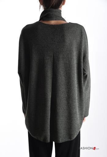 long sleeve crew neck Sweater with scarf - ph 2