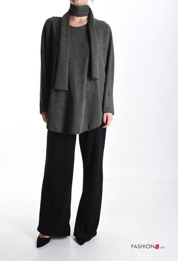 long sleeve crew neck Sweater with scarf - ph 5