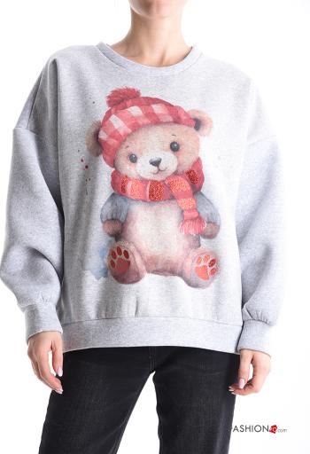 Patterned long sleeve crew neck Cotton Sweatshirt