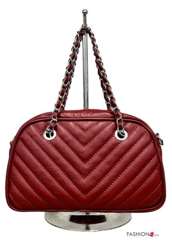 Borsa a mano in Vera pelle con zip con tracolla - ph 1