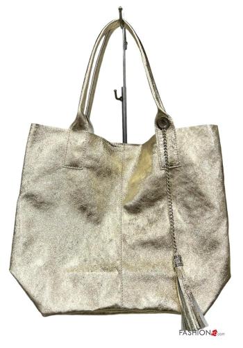 Borsa a spalla in Vera pelle metallizzato senza fodera