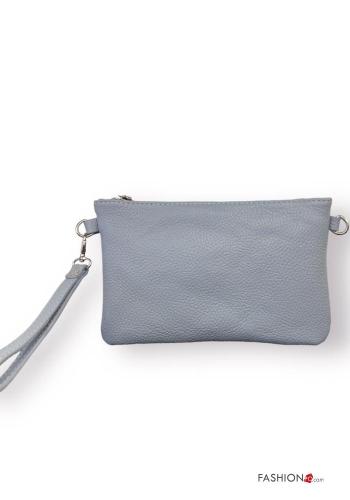 Pochette in Vera pelle con zip con tracolla - ph 1