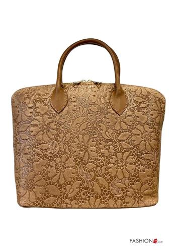 Borsa a mano in Vera pelle Fantasia ricamata con tracolla - ph 1