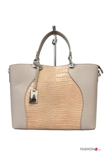 Borsa in Vera pelle con zip con tracolla - ph 1